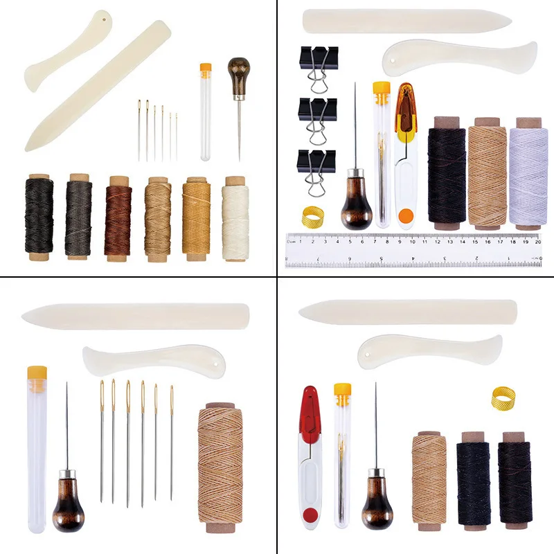 Bookbinding Kit Starter Tools Set Bone Folder Paper Creaser, Waxed Thread, Awl, for DIY Bookbinding Crafts and Sewing Supplies