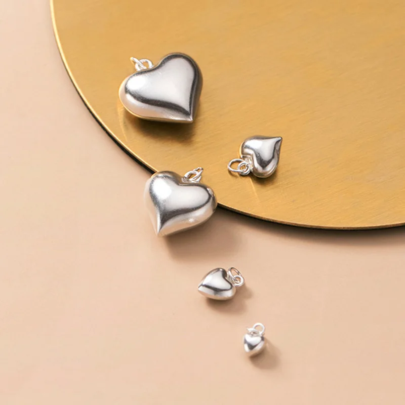 Silver Pendant Silver Necklace Charms 925 Sterling Silver 3D Love Heart