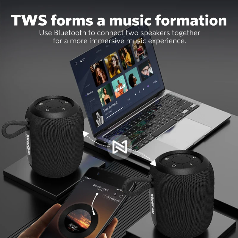 Meegoo Portable Wireless Bluetooth Speaker With Enhanced Bass_voghion.com