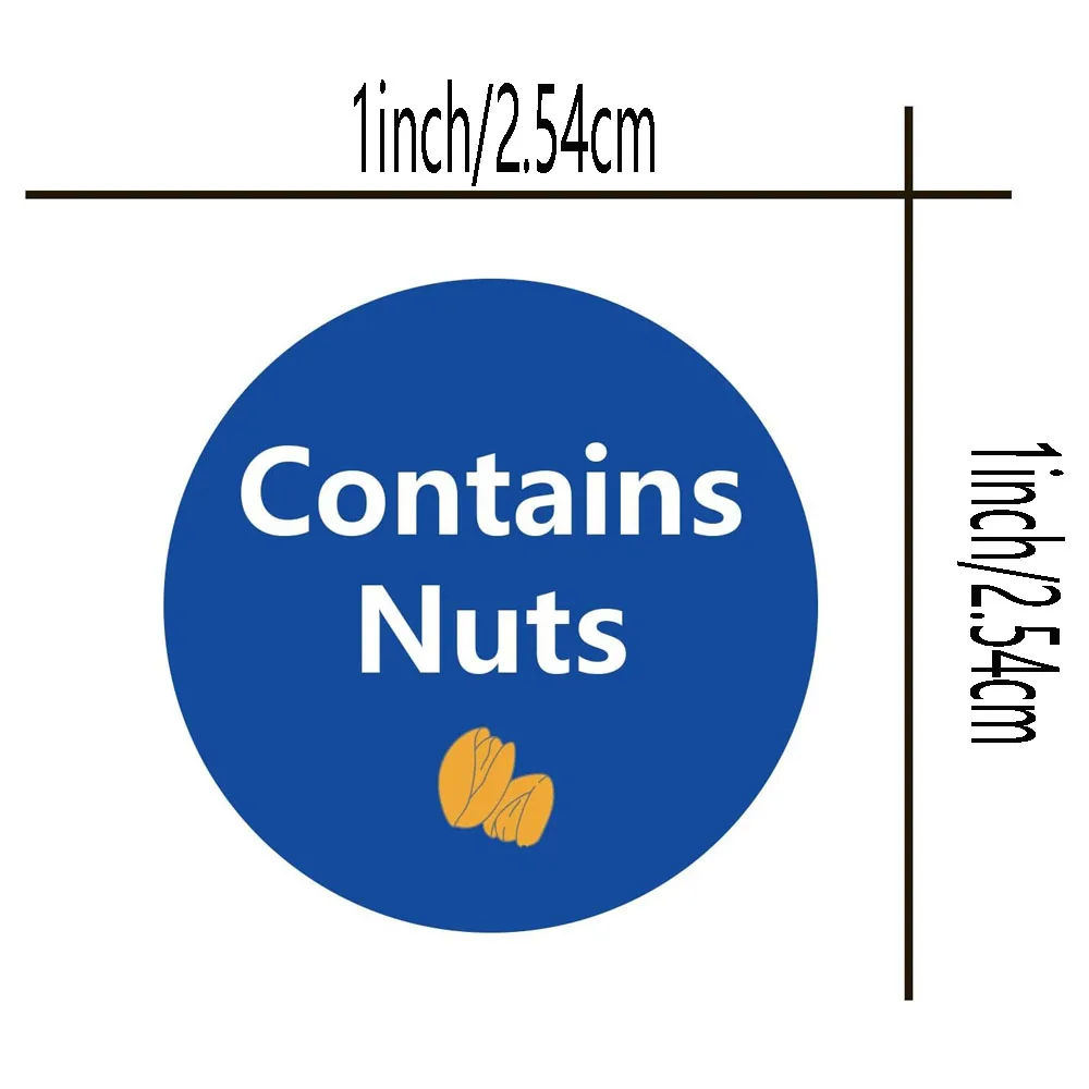 Contains Nuts Labels 1 inch Allergen Warning Stickers Round Allergies Food Rotation Advisory Dots for Retail Packaging 500pcs