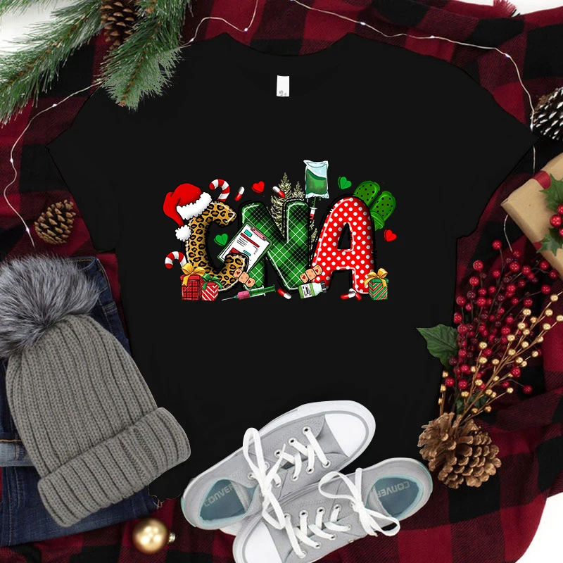 New Funny Christmas Cna Printed T-Shirts Fashion Women Short Sleeve Cool Summer Casual Tops Christmas Cna Female Shirt Tees – Detail 4