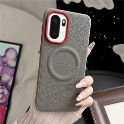 Luxury Magnetic Lychee Pattern PU Leather Non - Slip Phone Case with Metal Camera Frame for OnePlus Ace 6 Ultra (Grey)