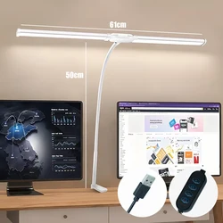 Enhanced LED Desk Lamp for Home Office - Eye - Caring, Color - Changing & Dimmable with Flexible Gooseneck and Double Head Design (White)