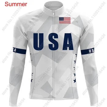 2024 USA Naiontal Team Cycling Jersey Set Long Sleeve Men Winter United States Clothing Suit MTB Bike Road Pants Bib Ropa 6