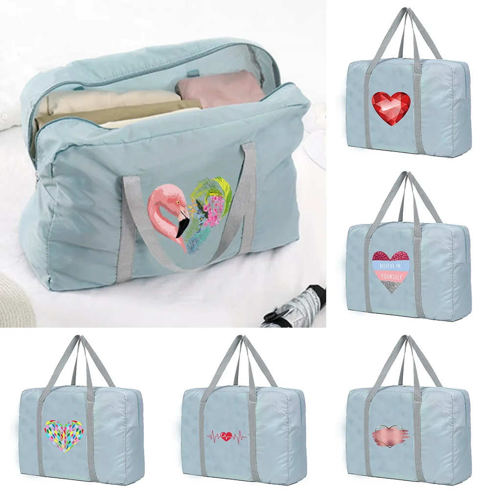 Дорожные сумки унисекс, органайзеры, вместительная сумка для выходных, складные сумки для хранения одежды с любовным рисунком