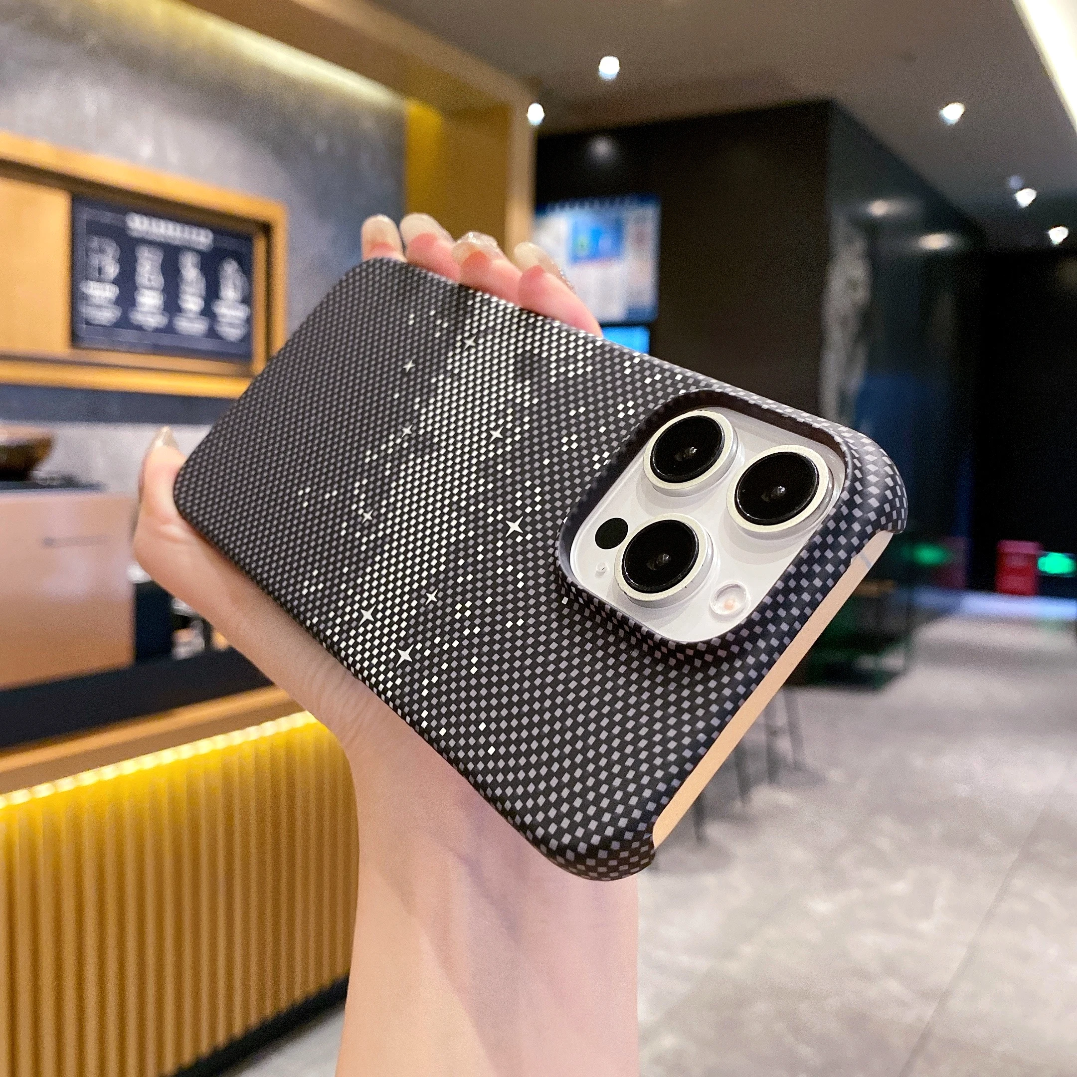 Fashion Kailaf Matte Carbon Slim Phone Case - Starry Sky Patterned Shockproof Hard Cover
