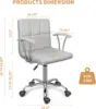 Home Office Desk Chair With Armrest And Wheels, Modern Pu Leather Mid-Back Office Task Chair, Height Adjustable Swivel Computer 3
