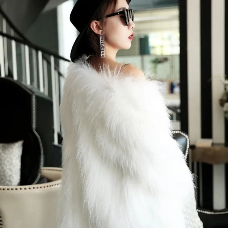 Fox Fur Jacket Fluffy Jacket Warm Luxury Designer Women Clothing Faux Fur Coat Long Sleeve Korean Chic Coat Thick Party Dress