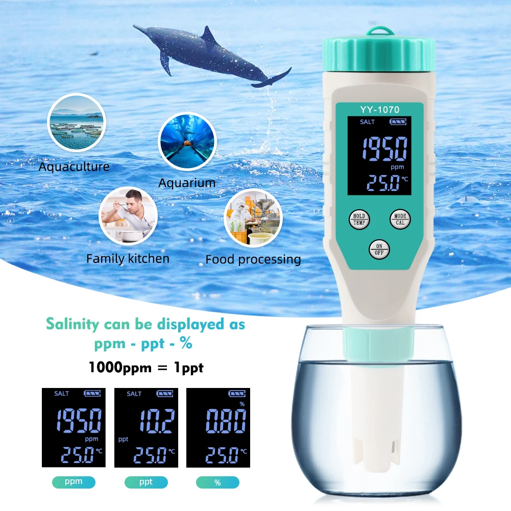 7 in 1 PH/Free Chlorine/ORP/EC/TDS/Salt/Temp pH Meter Swimming Pool Salinity Tester IP67 Waterproof for Aquarium Aquaculture Spa 3
