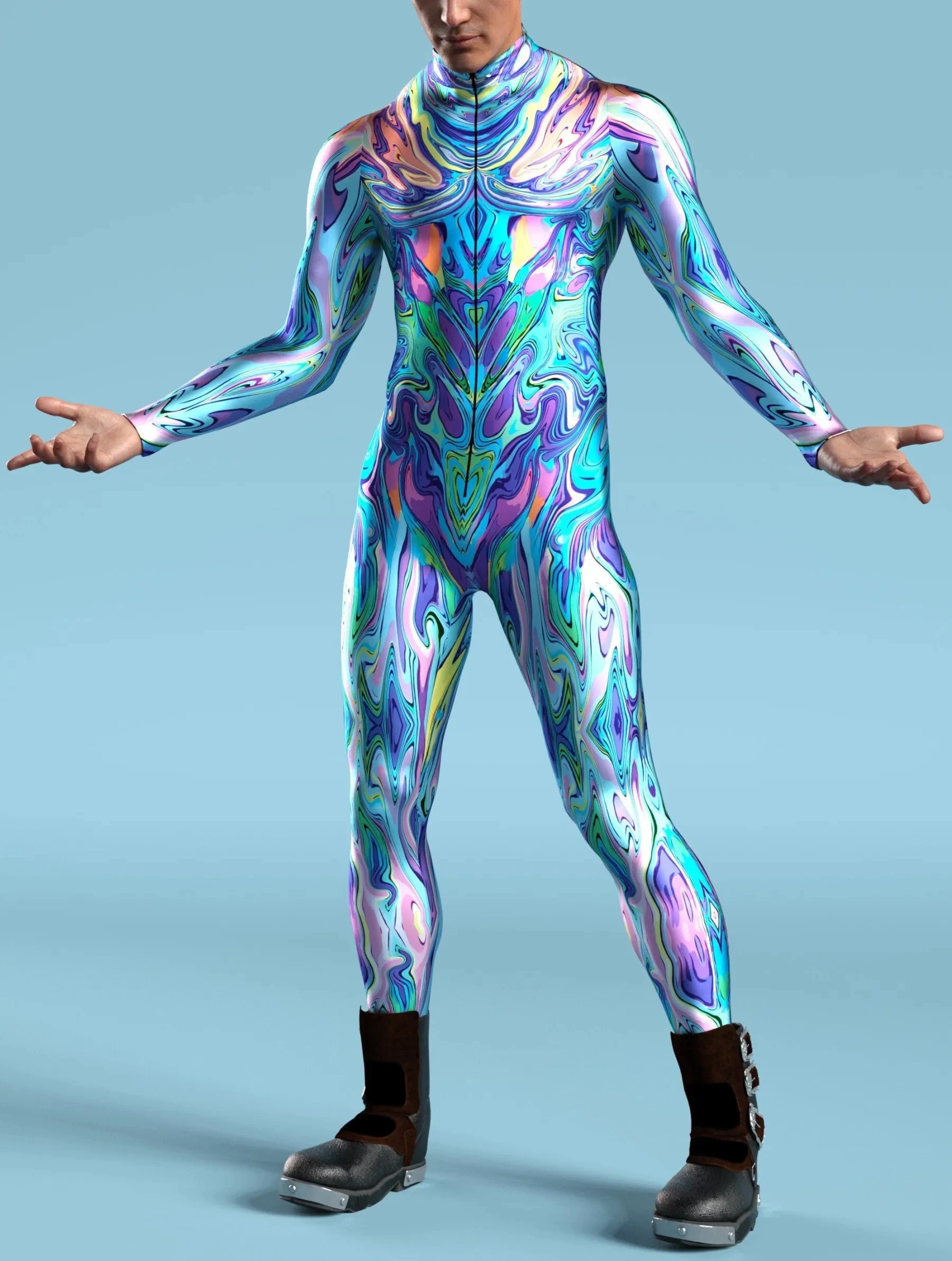 Futuristic Mechanical Armour Jumpsuit Cool Fighter Cosplay Bodysuit 3D Printed Steampunk Costume Party Shows Men Zentai Suit cosplay costume