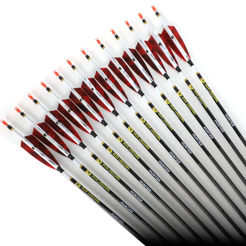 12 Flèches Carbone 30 Pouces Spine 340 Pour Arc Compound Et Recurve – Camo