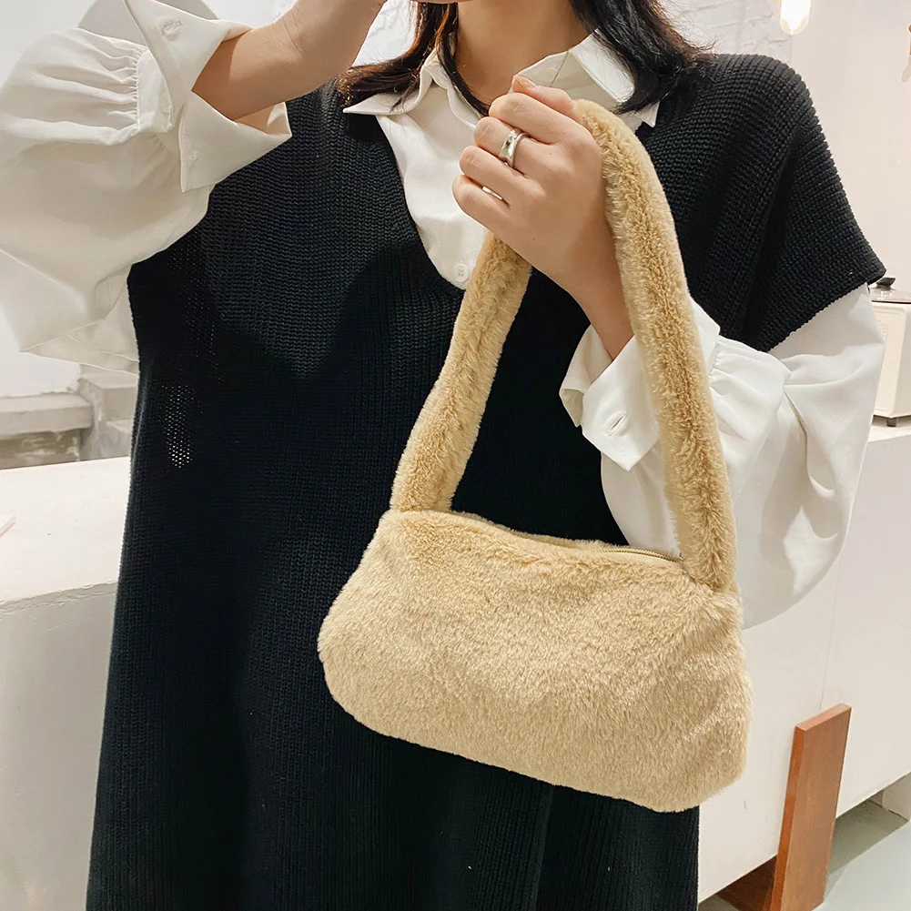 Women's Trend Bag Plush Animal Print Shopper Purses Female Handbag Shoulder Underarm women handbags