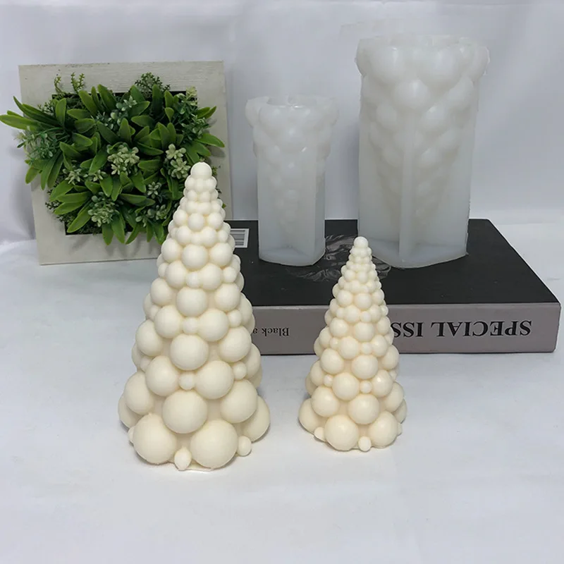 3D Bubble Christmas Tree Silicone Candle Mold Handmade Scented Candle Making Kit Gypsum Resin Soap Mould Christmas Decor Gifts