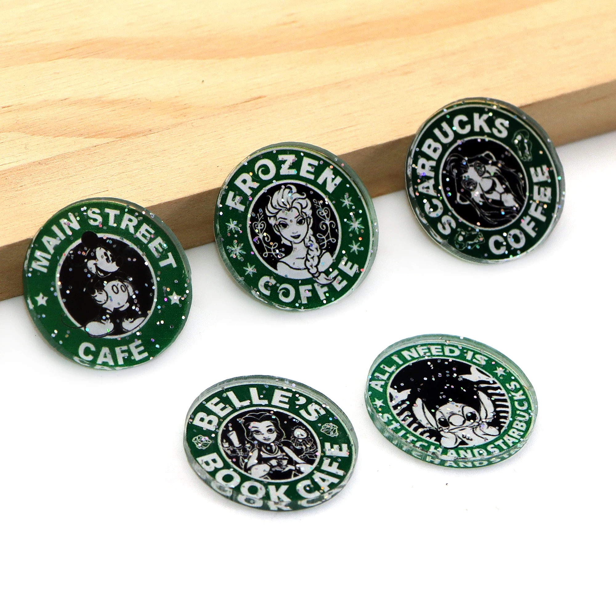 20pcs25MMPrincesssMickeyPlanarResinFlatbackGlitterAcrylicCraft