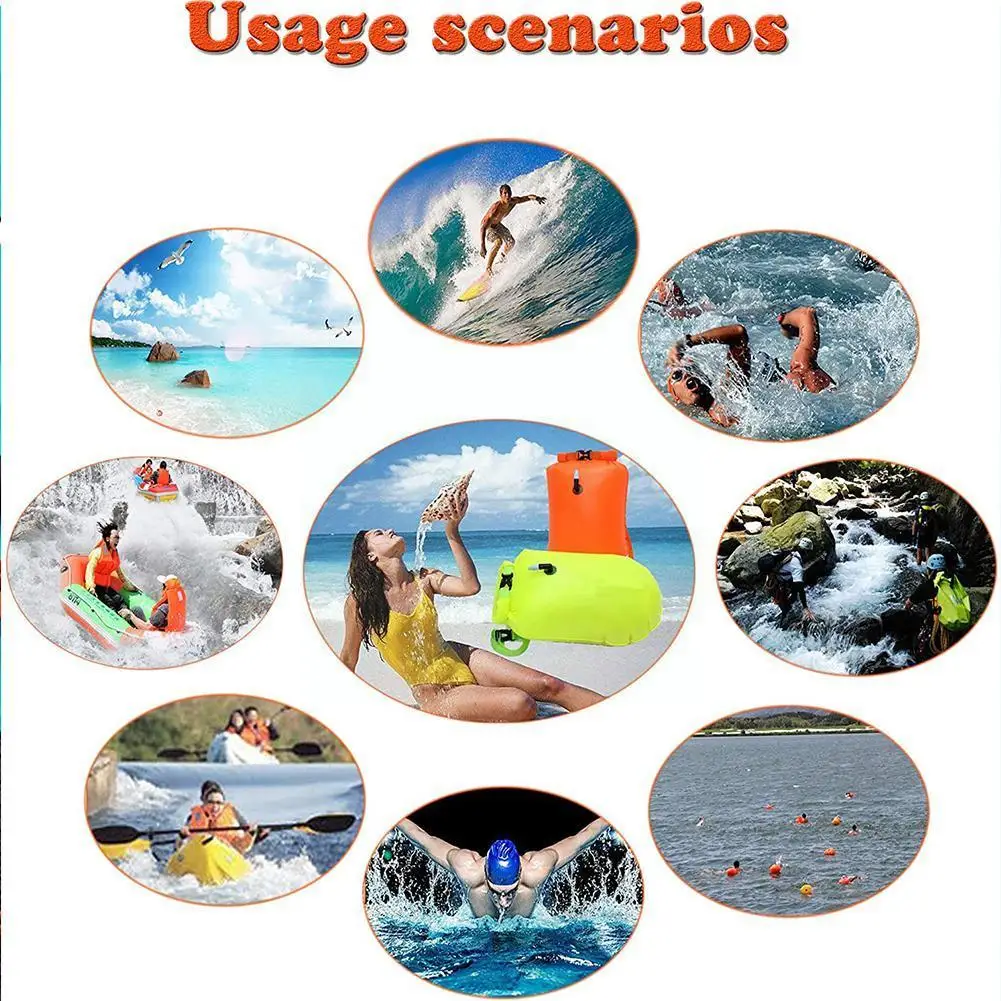 Swimming Buoy Outdoor Safety Swimming Buoy Swim Float Bag Waist Belt PVC Lifebelt Storage Bag Water Sports Waterproof Multi-func L1N6