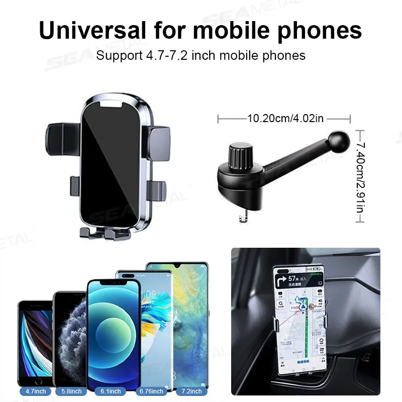 Black ABS Car Air Vent Phone Holder with 360 Rotation