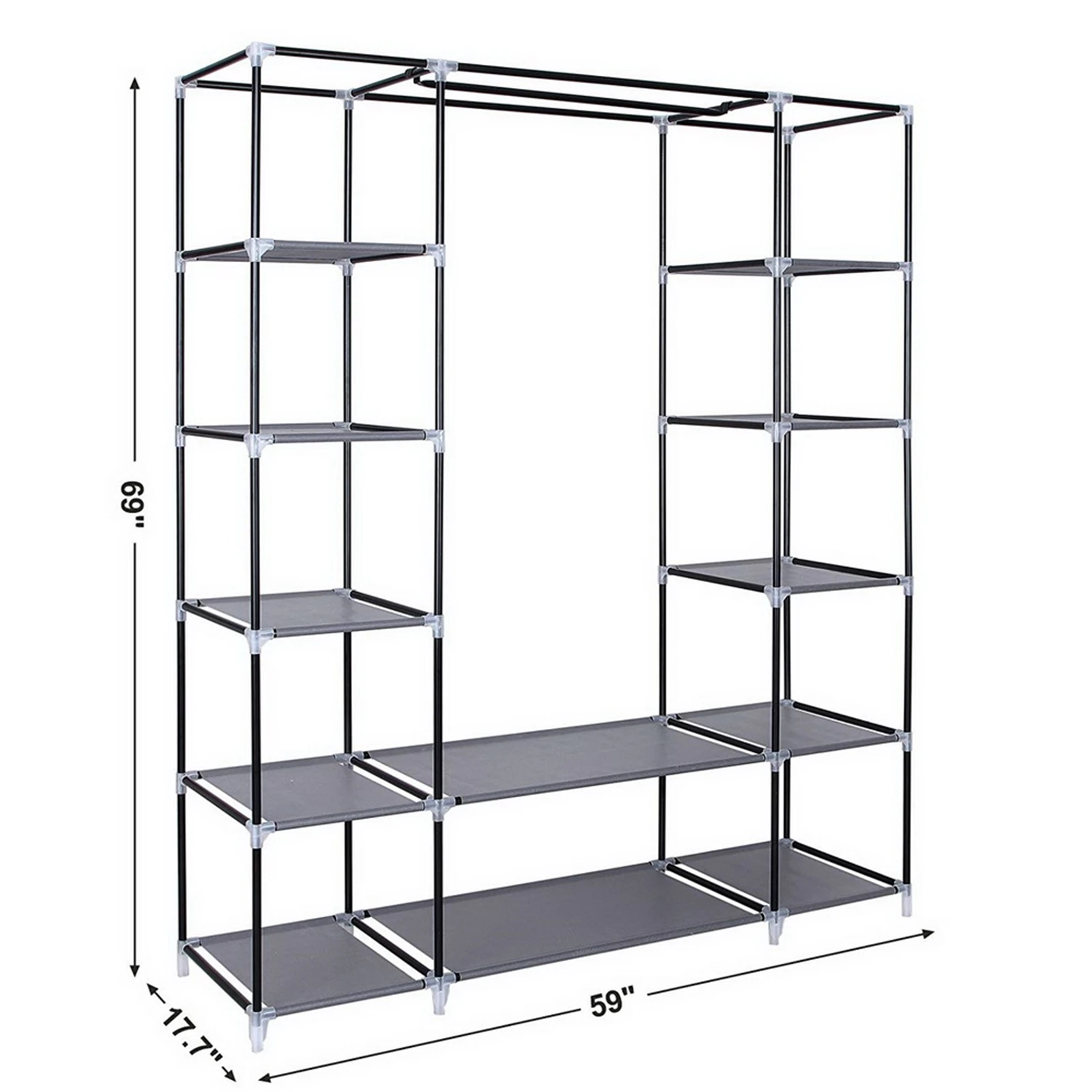 Portable wardrobe Non-woven wardrobe 5 layer 12 grid 150*45*175- gray 2