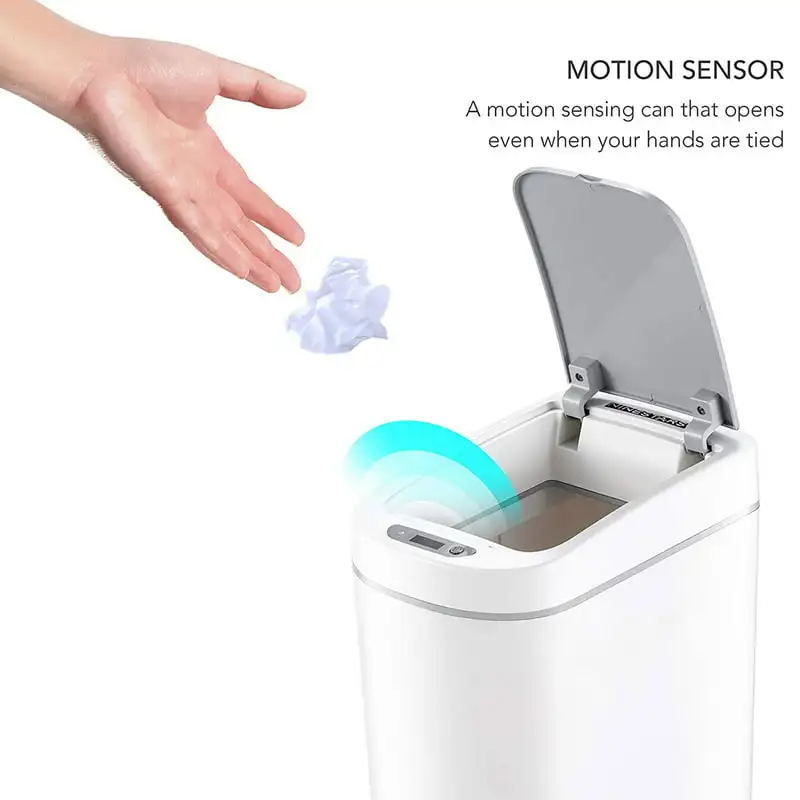 NINESTARS Half Moon Hands-Free Motion Sensor Trash Can -18.5