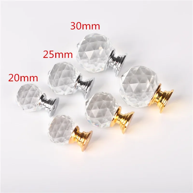 Description Picture 4 of item20mm 30mm 40mm 50mm Crystal Ball Design Clear Crystal Glass Knobs Cupboard Drawer Pull Kitchen Cabinet Wardrobe Handles Hardware