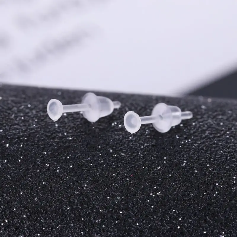 Earring Backs & Plastic Earring Post Kit Total 100 Sets Transparent Earrings  Pin Studs for Work Sports Jewelry Making - AliExpress