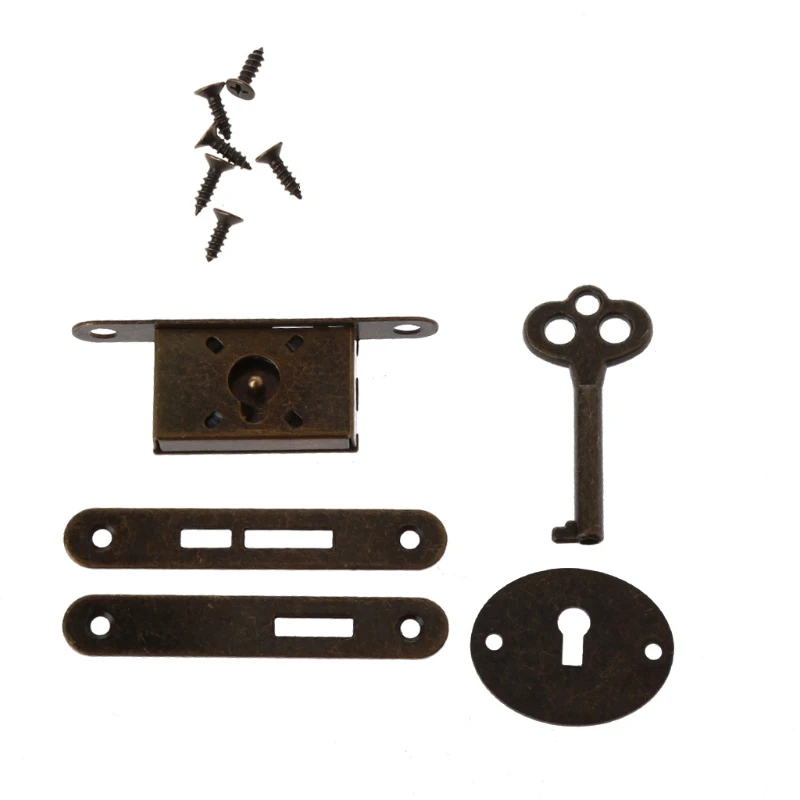 Antique Hasp Vintage Metal Drawer Locks with Decorative Furniture Hardware for Wooden Jewelry Box Cabinet drawer lock antique locks