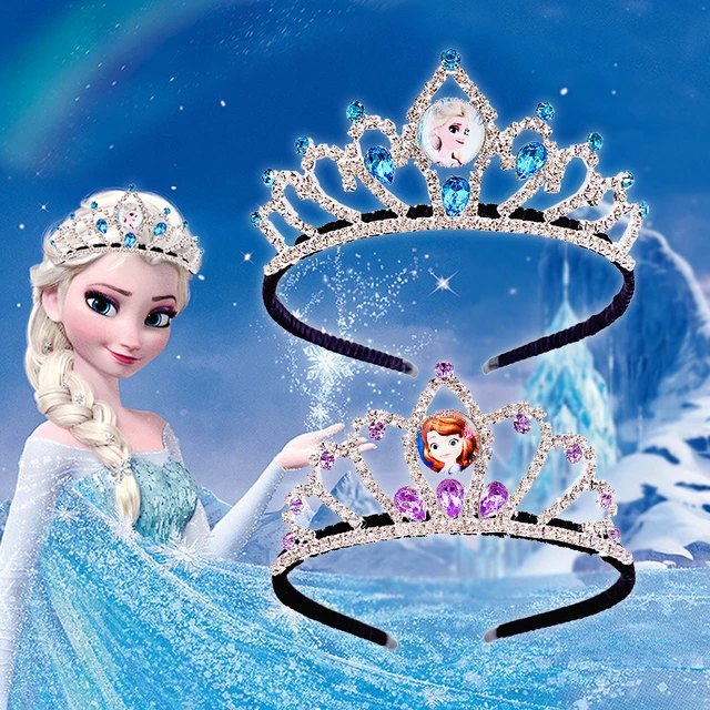 Couronne diadème reine des neiges pour filles, bandeau de princesse, dessin  animé, accessoires pour cheveux, cadeaux