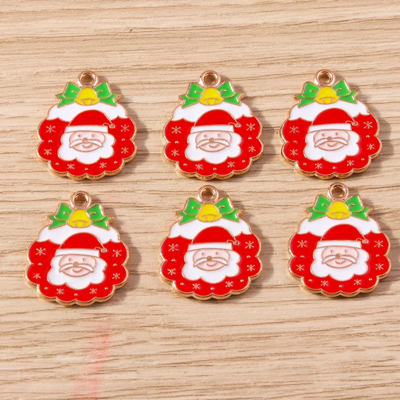 10 stücke Cartoon Hirsch Charms Emaille Weihnachten Santa Claus Charms Anhänger für Schmuck Herstellung Ohrringe Halsketten DIY Handwerk liefert – Detail 6