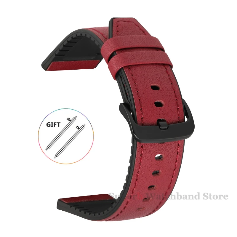 Universal Silicone Leather Sports Strap - Quick Release Bracelet for Smartwatches (20mm/22mm)