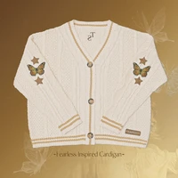 Spring Fearless Inpsired Butterfly Embroidery Folklore Cardigan Women  Kawaii Sweater Outsuit  Loose Fit Knitted Cardigan Female 1