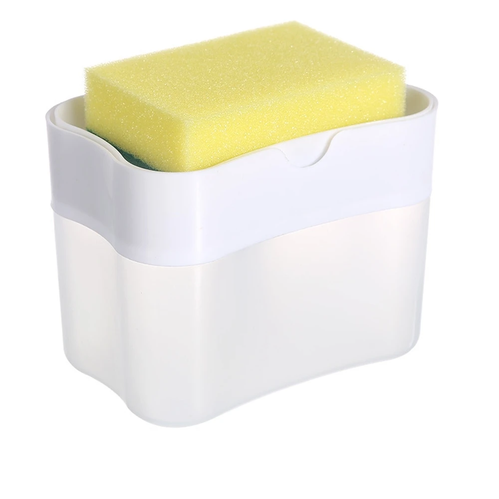 Kitchen Soap Dispenser Press Portable Liquid Soap Dispenser with Sponge Holder Sponge Caddy Pump Cleaning Tool