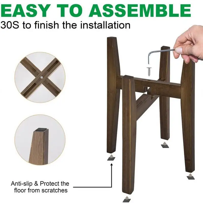 Plant Stand Wooden Flower Shelf Adjustable Plant Stands for Indoor Plants Pot Stand Floor Type Cross Bamboos Flower Stand Corner Holder