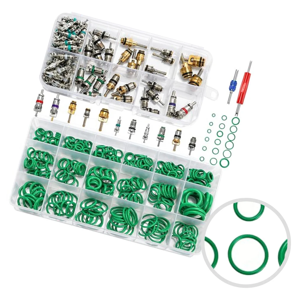 Kit di Riparazione per Aria Condizionata Auto da 372 Pezzi, Set di O-Ring R12 R134a, Valvole e Componenti per Linee di Refrigerazione Auto - Image 3