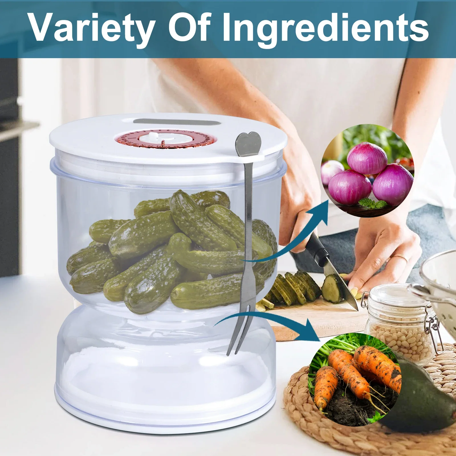200ml Pickles Jar w Stainless Steel Fork Dry and Wet Dispenser Pickle and Olives Hourglass Jar Cucumber Container Kitchen Tools 5