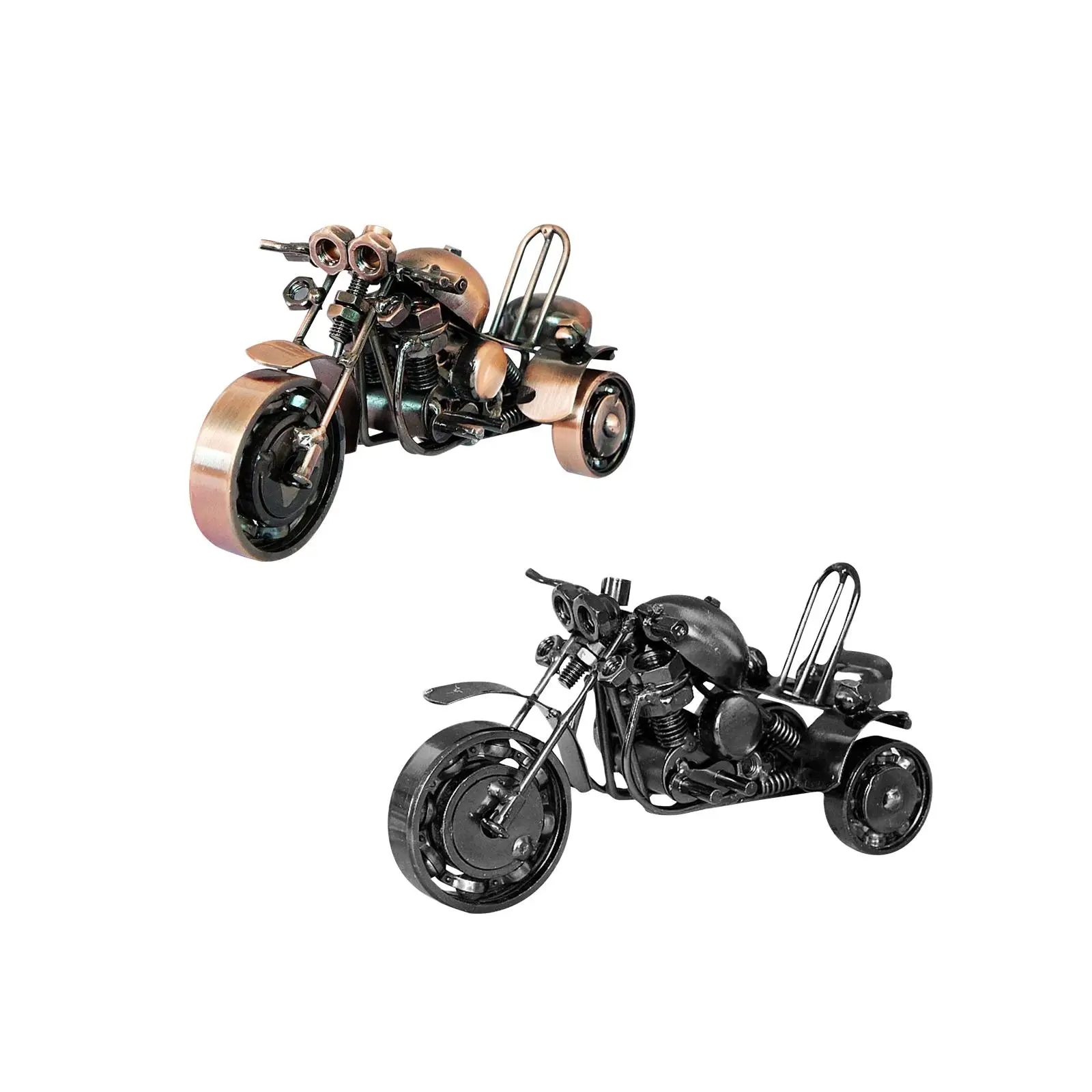 Metal Three Wheeled Motorcycle Figurine Statue Retro Crafts Decoration 16x6.5x8.5cm for Birthday Gift Durable Multifunctional