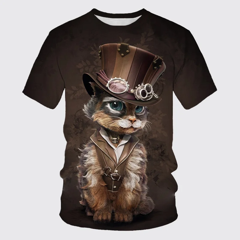 

Модный костюм с котом, футболка с 3d принтом, персональные Мультяшные животные, короткий рукав, круглый вырез, Харадзюку, повседневные мужские футболки, уличная одежда