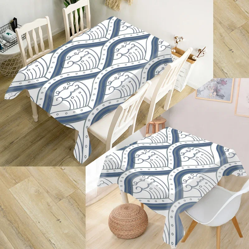 

Japanese Geometric Patterns Tablecloth Party Decor Oxford Fabric Square/Rectangular Dust-proof Table Cover Home Decor TV Cover