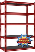 72" Garage Shelving 2000 LBS Storage Shelves Heavy Duty Metal Shelving Units Rack Shelf for Garage Pantry,Kitchen, Basement,Red 1
