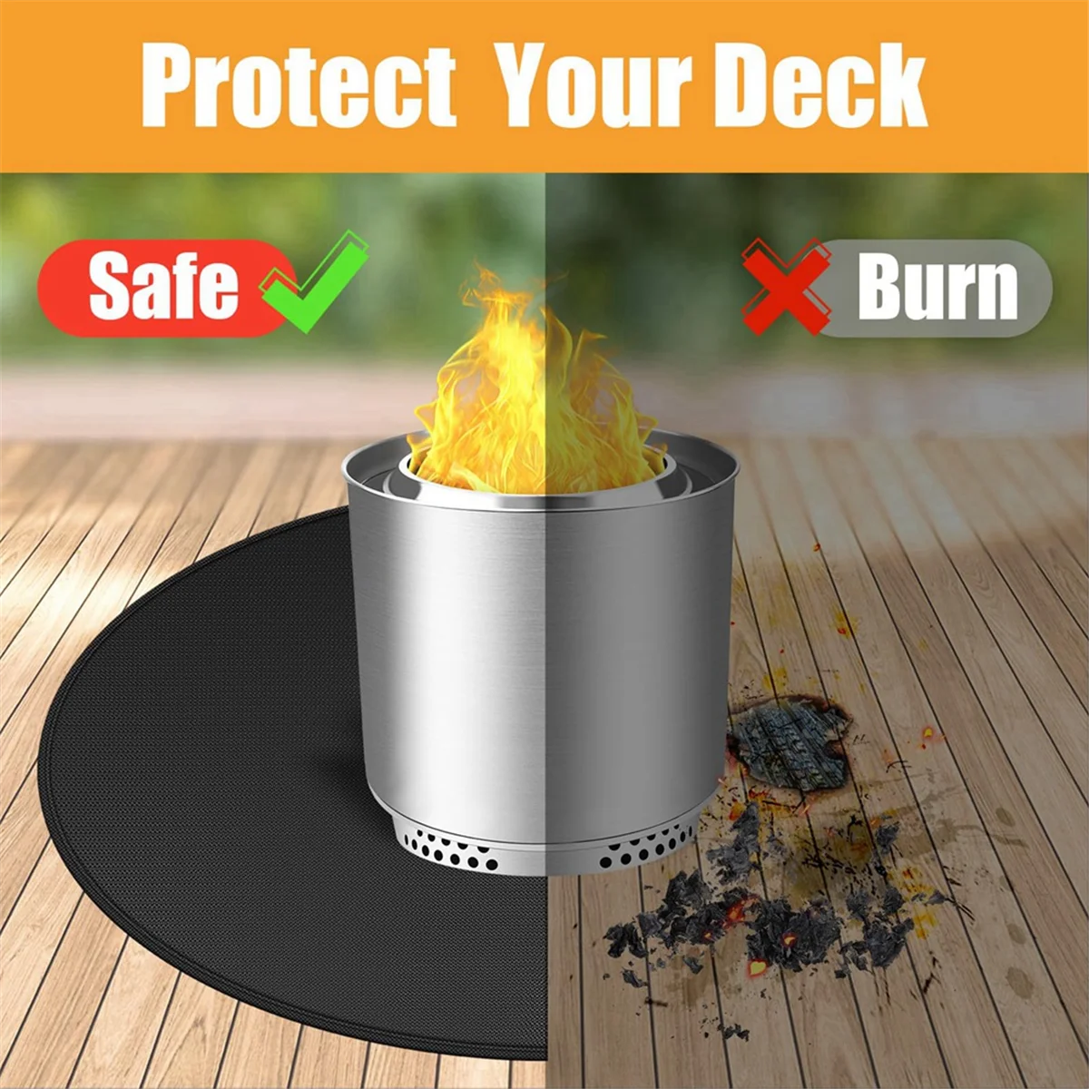 BAAU Fire Pit Mat for Bonfire,Double-Sided Fireproof Firepit Mat Round Fire Pit BBQ for Under Grill 30Inch