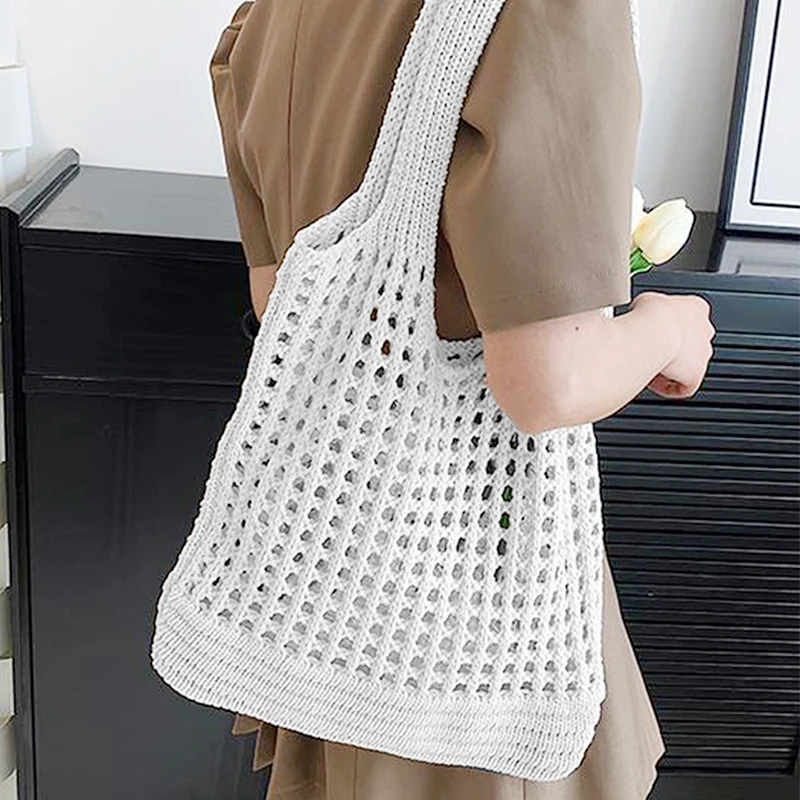 Women Weaving Clutches Top-handle Bag Large Portable Shoulder Bag Summer Beach Purses Shopper Satchel Female Tote Handbags