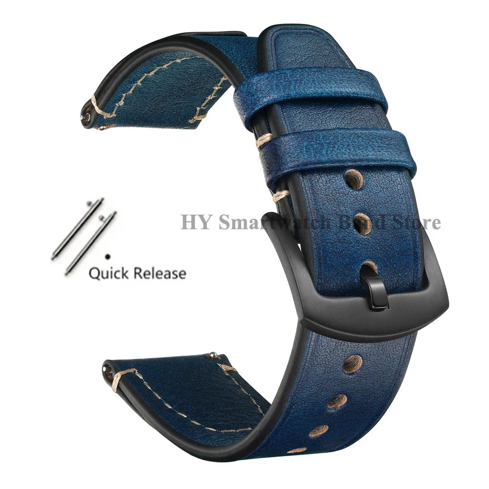 Vintage Leather Quick Release Waterproof Sport Wristband with Stitching Cowhide