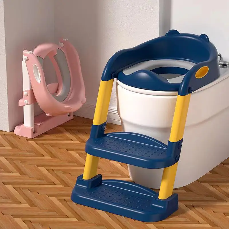 Training Toilet Toilet Folding Ladder Children's Potty Baby Seat Urinal Chair With Adjustable Step Stool Ladder Comfortable Safe
