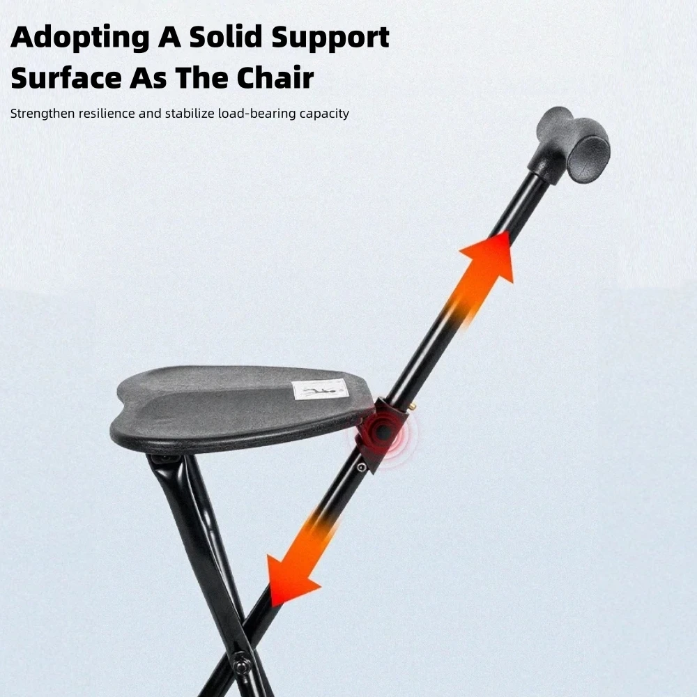 Walking Stick For The Elderly Multi Functional Anti-Skid Three-Legged Stool Walking Stick Aluminum Alloy Portable Folding Chair