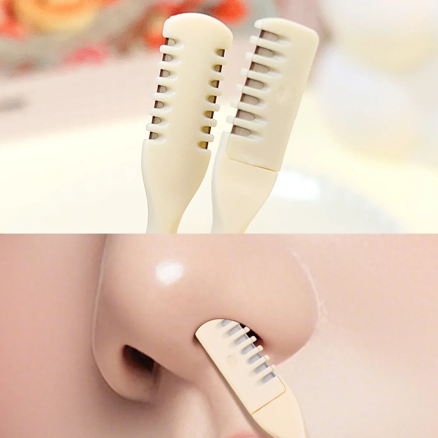 Double-head Comb Nose Hair Trimmer Portable Nose Hair Scraper Clean Non-slip Hair Trimmer Shaving Scissors Two Packs Beauty Tool 5
