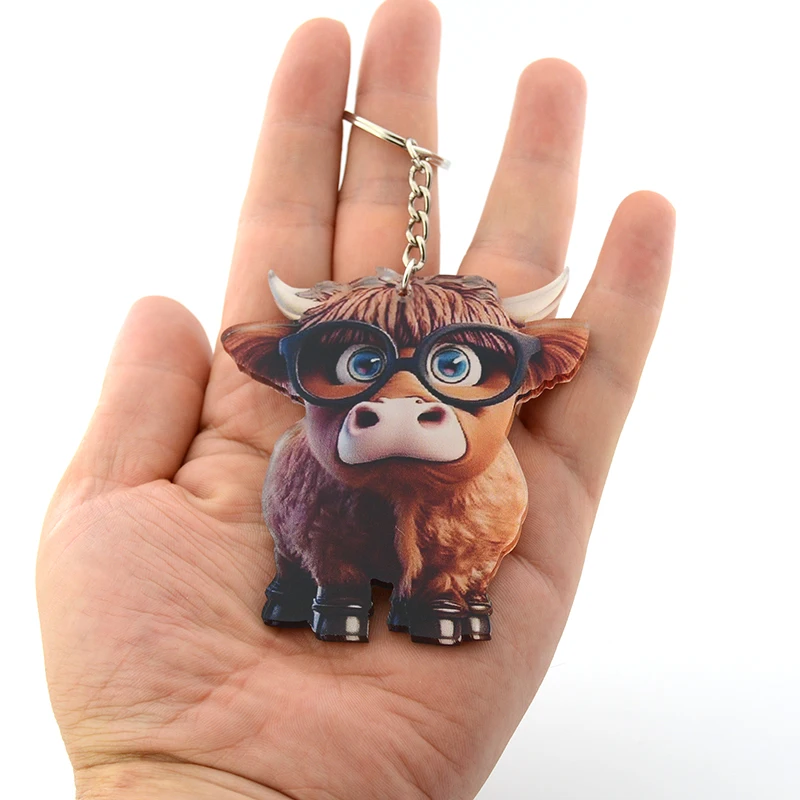 Portachiavi Mucca Acrilico - Ciondolo Per Borsa Con Simpatico Animale Da Fattoria, Regalo Per Donne E Ragazze - 2
