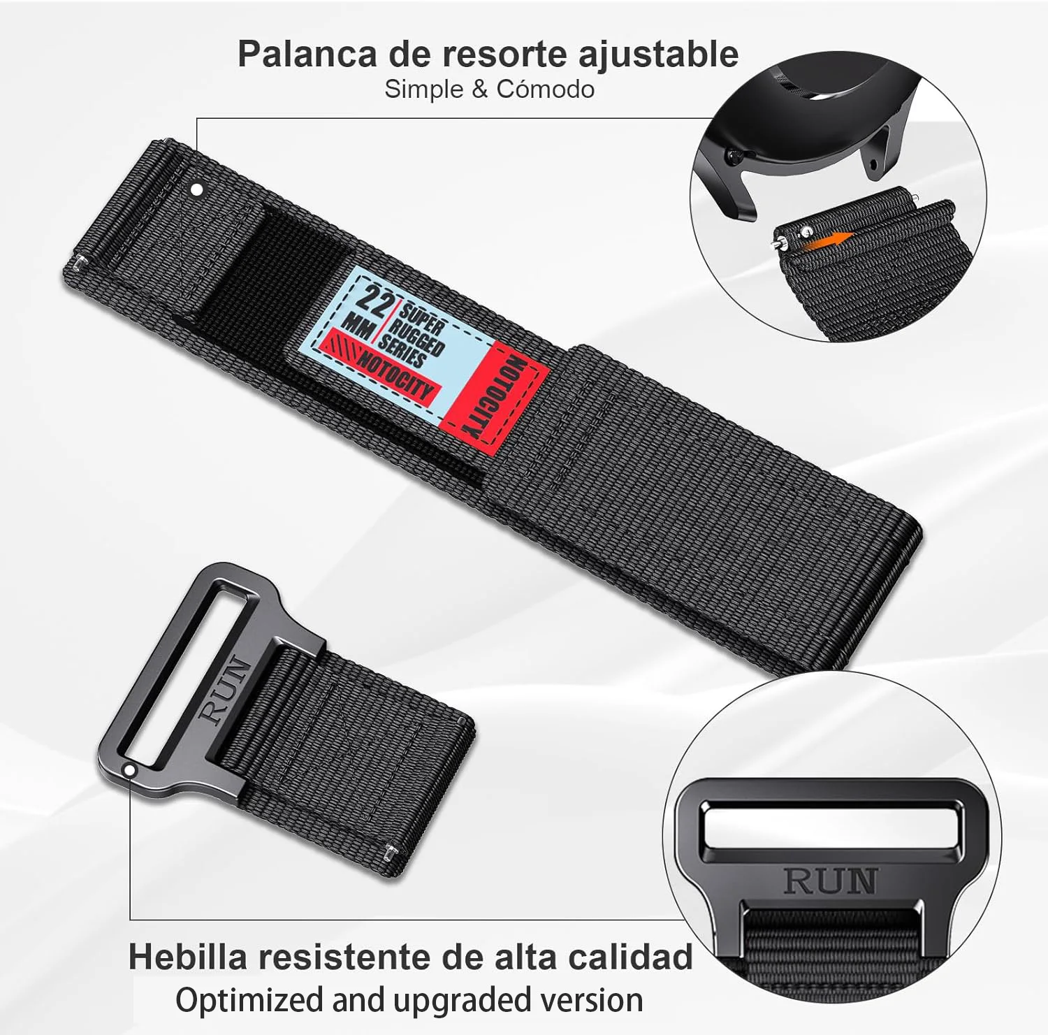 Versatile Nylon Smartwatch Band - 22mm Width