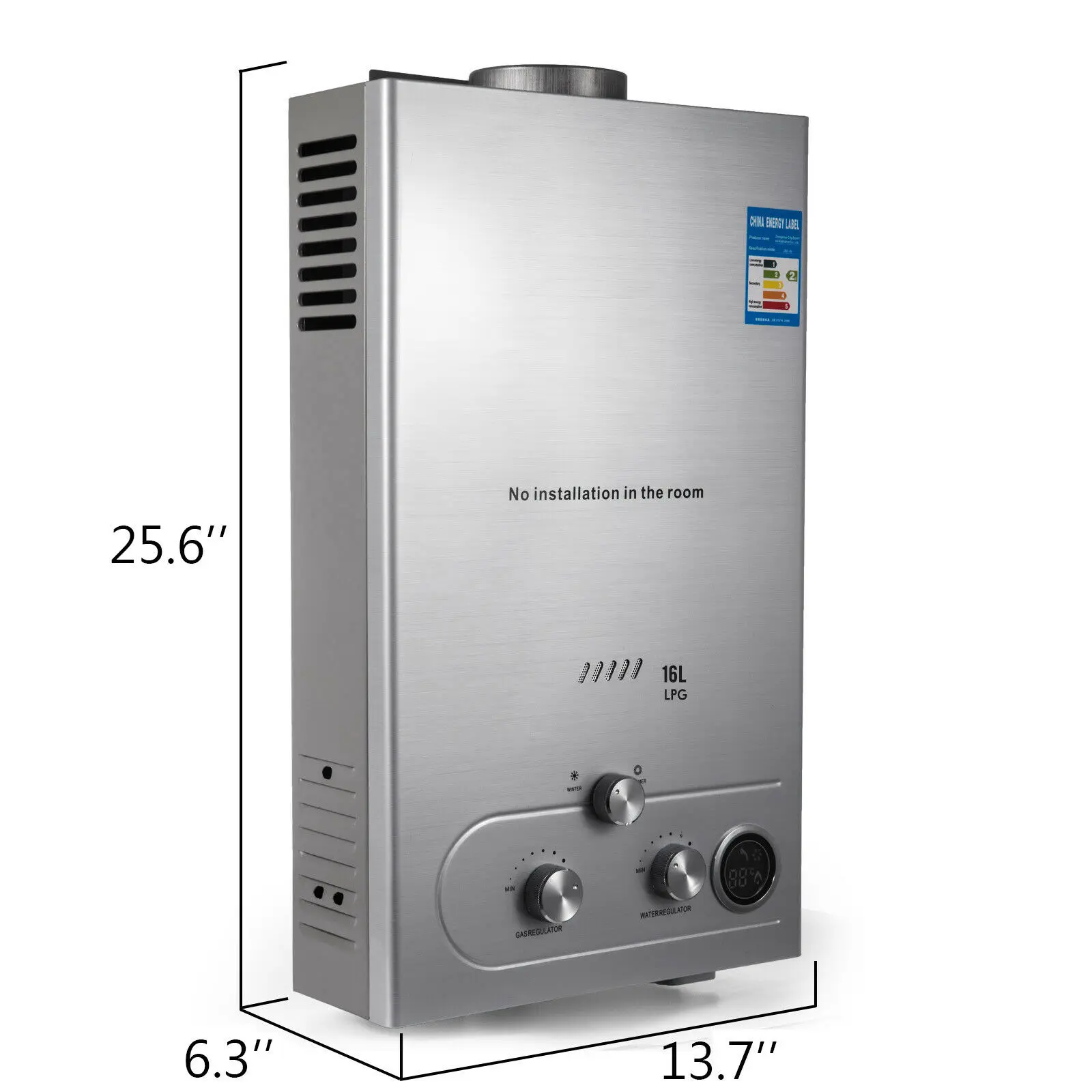 Hot Water Heater 6/8/10/12/16/18L LPG Water Heater Tankless Instant Boiler  with Shower Head and LCD Display