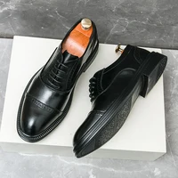 High End Party Dress Shoes Lightweight Men's Split Leather Shoes Luxurious Men’s Pointed Toe Shoes for Wedding Free Delivery