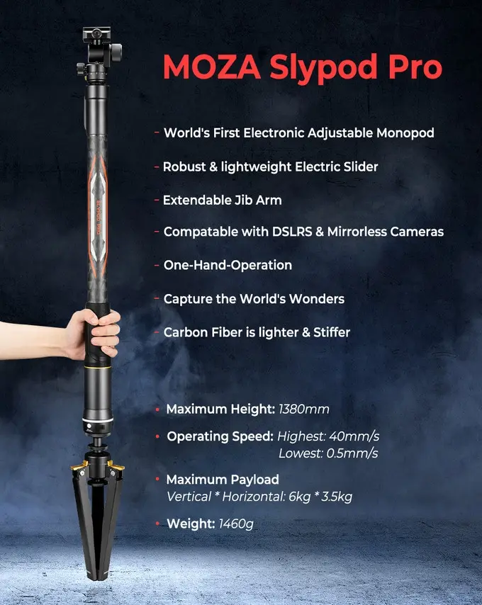 Slypod Pro 3-in-1 Electric Motorized Slider Monopod optional carbon Fiber Extens