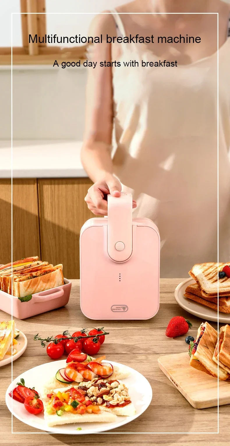 DIY Sandwich Maker Oven Breakfast Machine Hot Plate Light Food Waffle Maker Multi-Function Heating Toast Pressure Grill Toaster