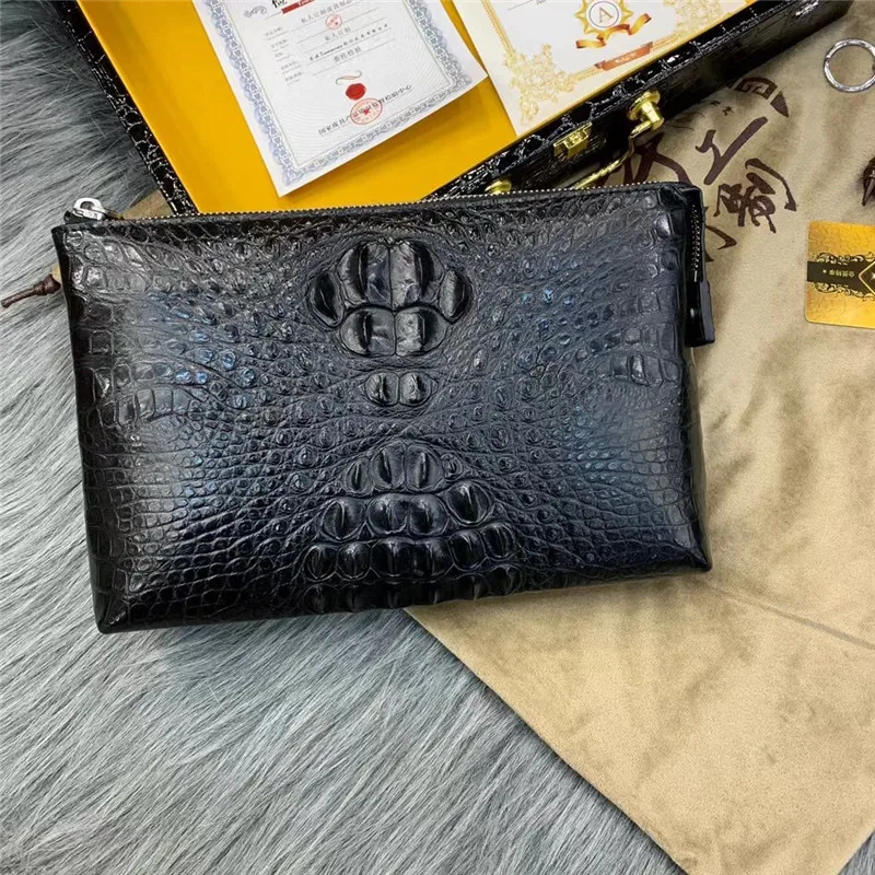 

Casual Style Authentic Exotic Crocodile Skin Men's Large Envelop Clutch Card Bag Genuine Alligator Leather Male Wristlets Purse